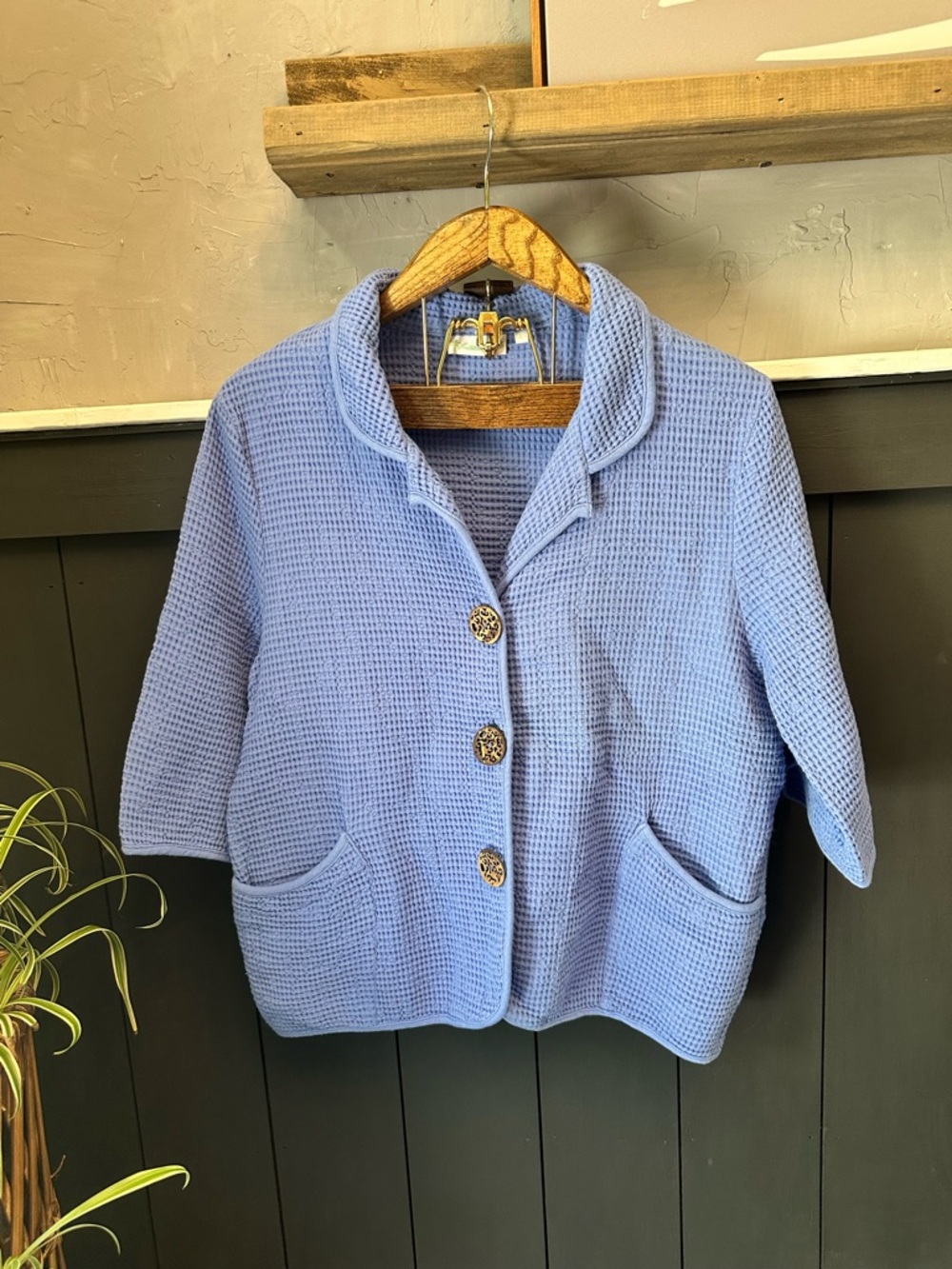 LuLu B Light Lavender 100% Cotton Detailed Button Jacket with Pockets size L